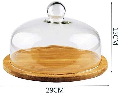 Wooden Cake Stand with Glass Dome – 29 × 29 × 15 cm
