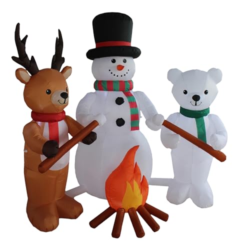 Christmas Inflatable Reindeer & Snowman Decoration Bundle