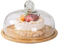 Wooden Cake Stand with Glass Dome – 29 × 29 × 15 cm