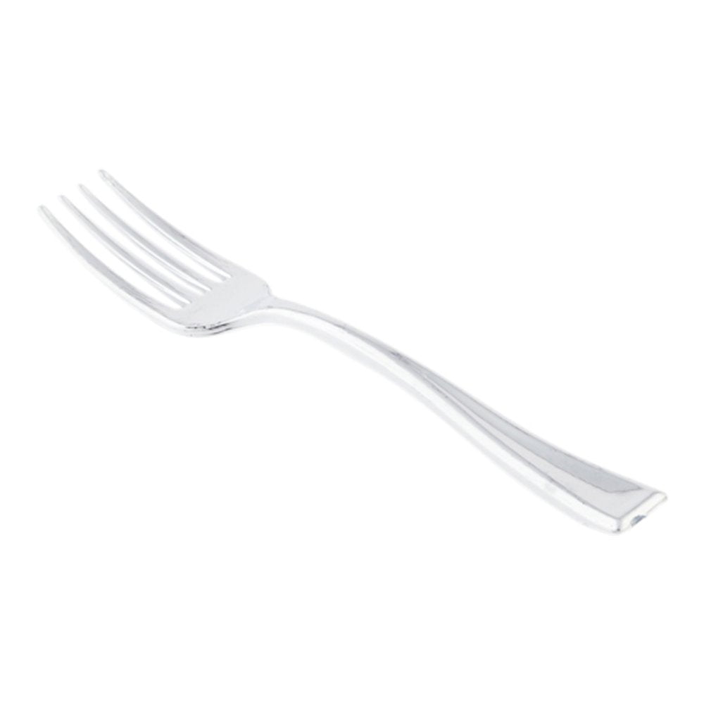 Restaurantware 2 in Silver Rimmed Plates And Moderna Cutlery Sets, 100 Ct
