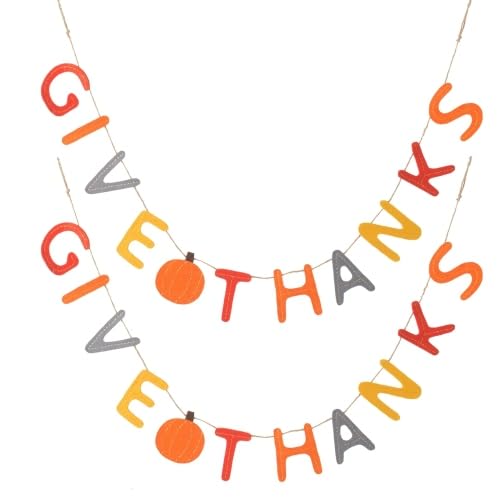 68" Thanksgiving Banner Set of 2, Autumn Give Thanks Bunting Garland