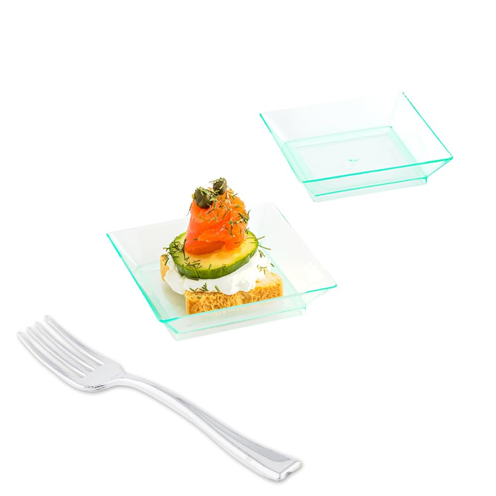 Restaurantware 2 in Silver Rimmed Plates And Moderna Cutlery Sets, 100 Ct