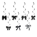 Black Bow Glitter Hanging Swirls – 21 Pieces