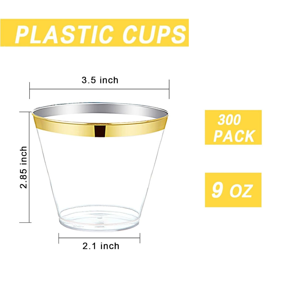 Gold Party Cups & Ribbed Martini Glasses – 312 Pieces