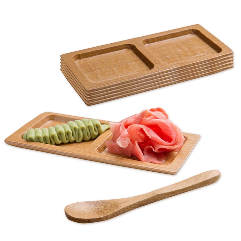 Bamboo Rectangle Plates & Tasting Spoons – 200 Pieces