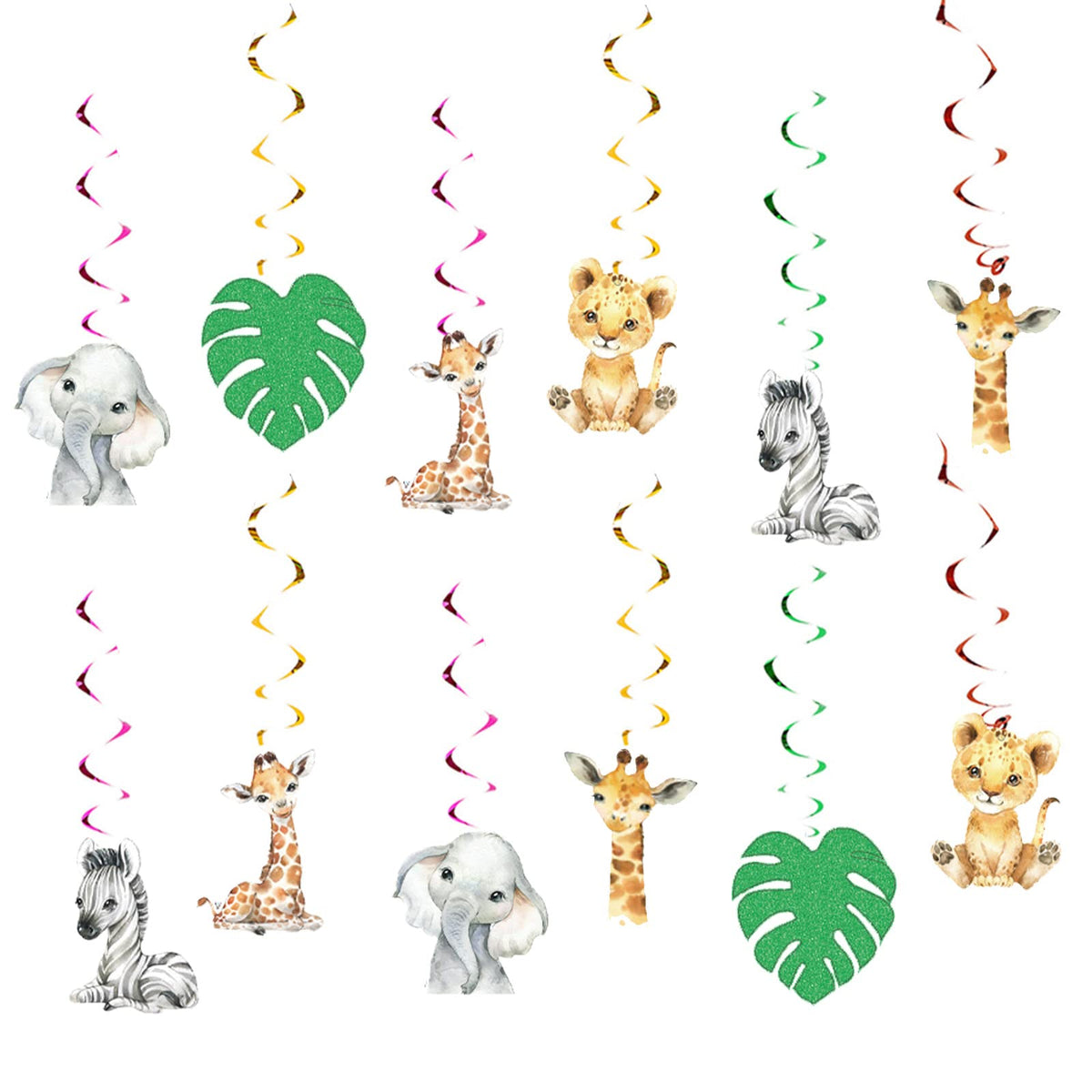 Wild One Safari Hanging Swirls – 12 Pieces