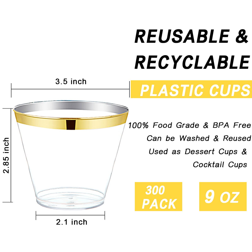 Gold Disposable Party Cups – 500 Pieces