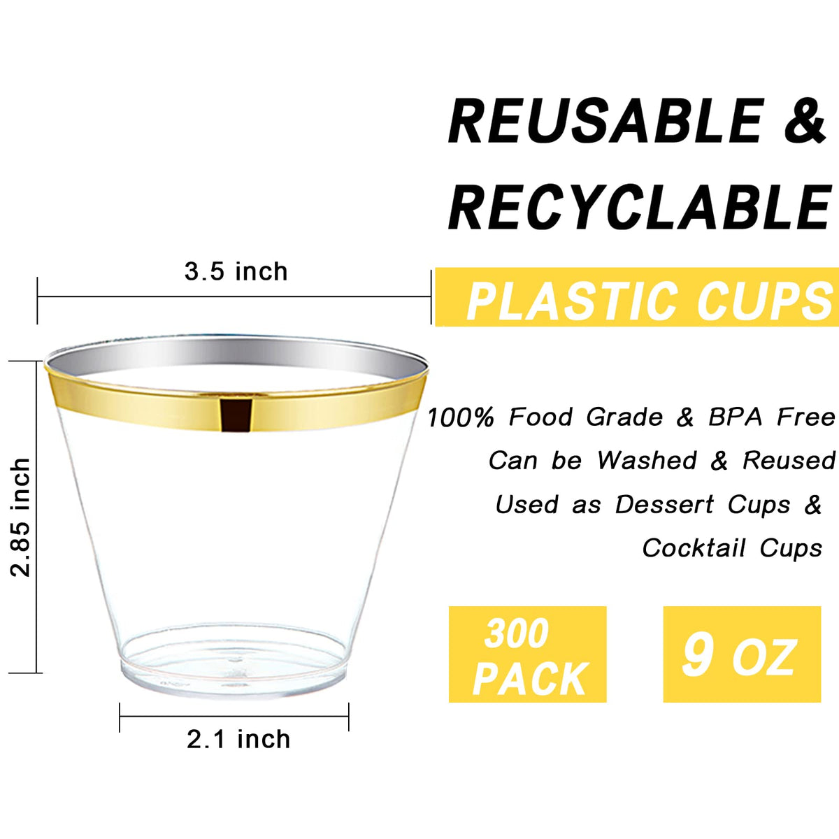 Gold Disposable Party Cups – 500 Pieces