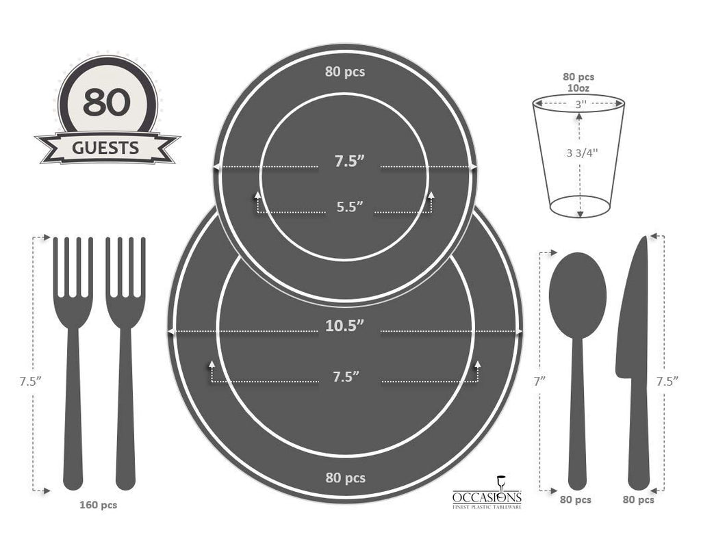 White & Gold Disposable Dinnerware Set – 640 Pieces