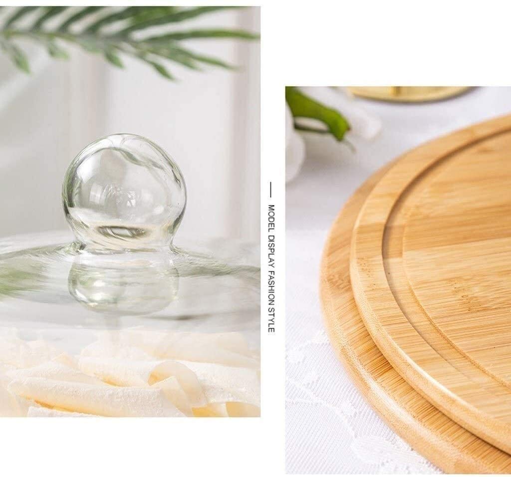 Wooden Cake Stand with Glass Dome – 29 × 29 × 15 cm