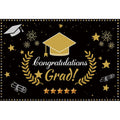 Black & Gold Graduation Party Backdrop – 20 × 10 ft