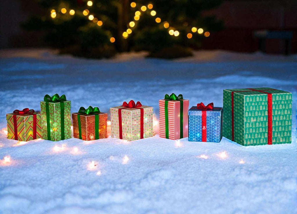 Light-Up Gift Box Decoration Set – 7 Pieces