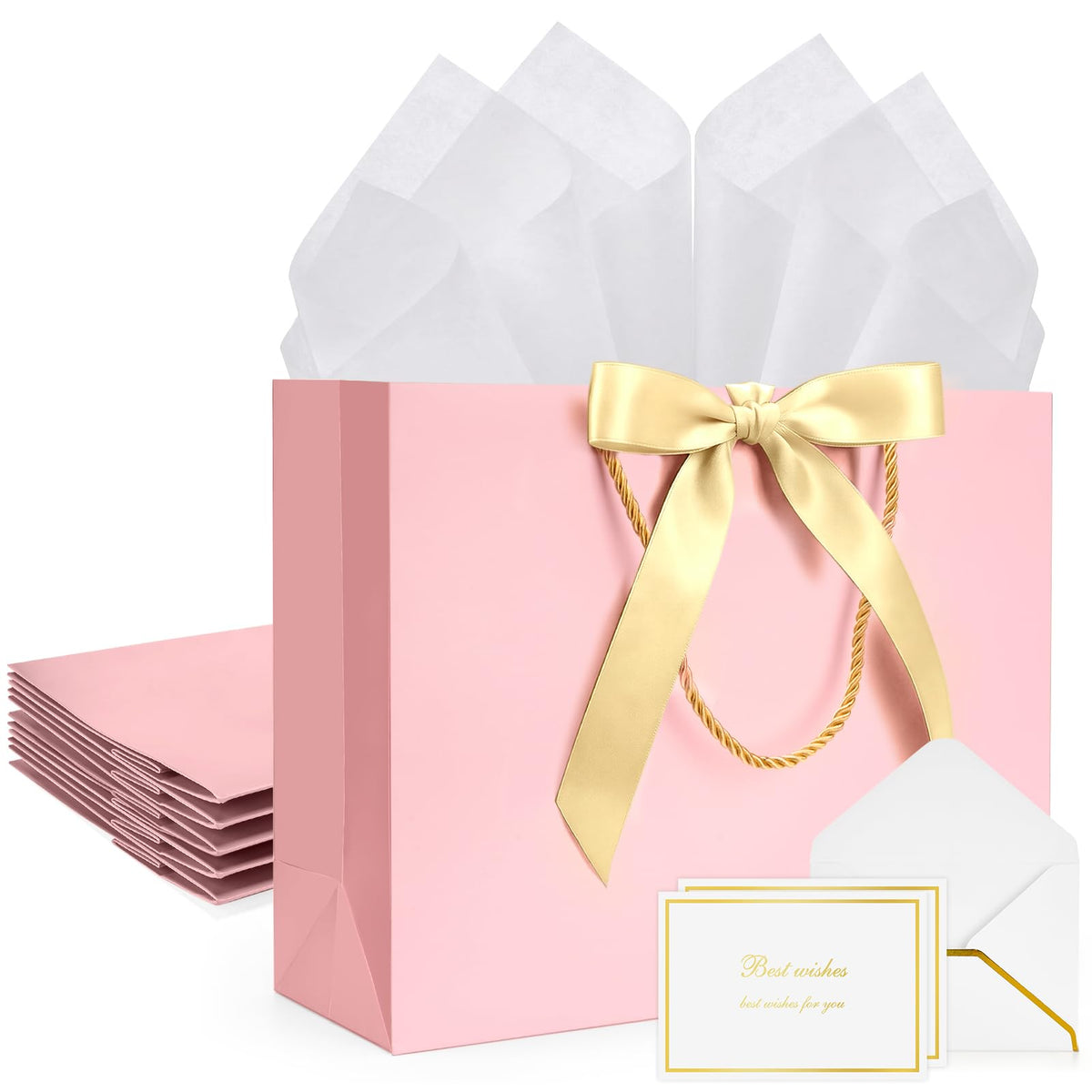Pink Paper Gift Bags with Handles – 240 Pieces