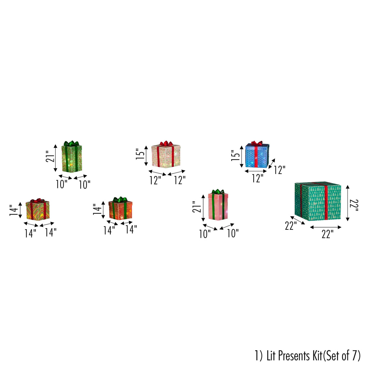Light-Up Gift Box Decoration Set – 7 Pieces