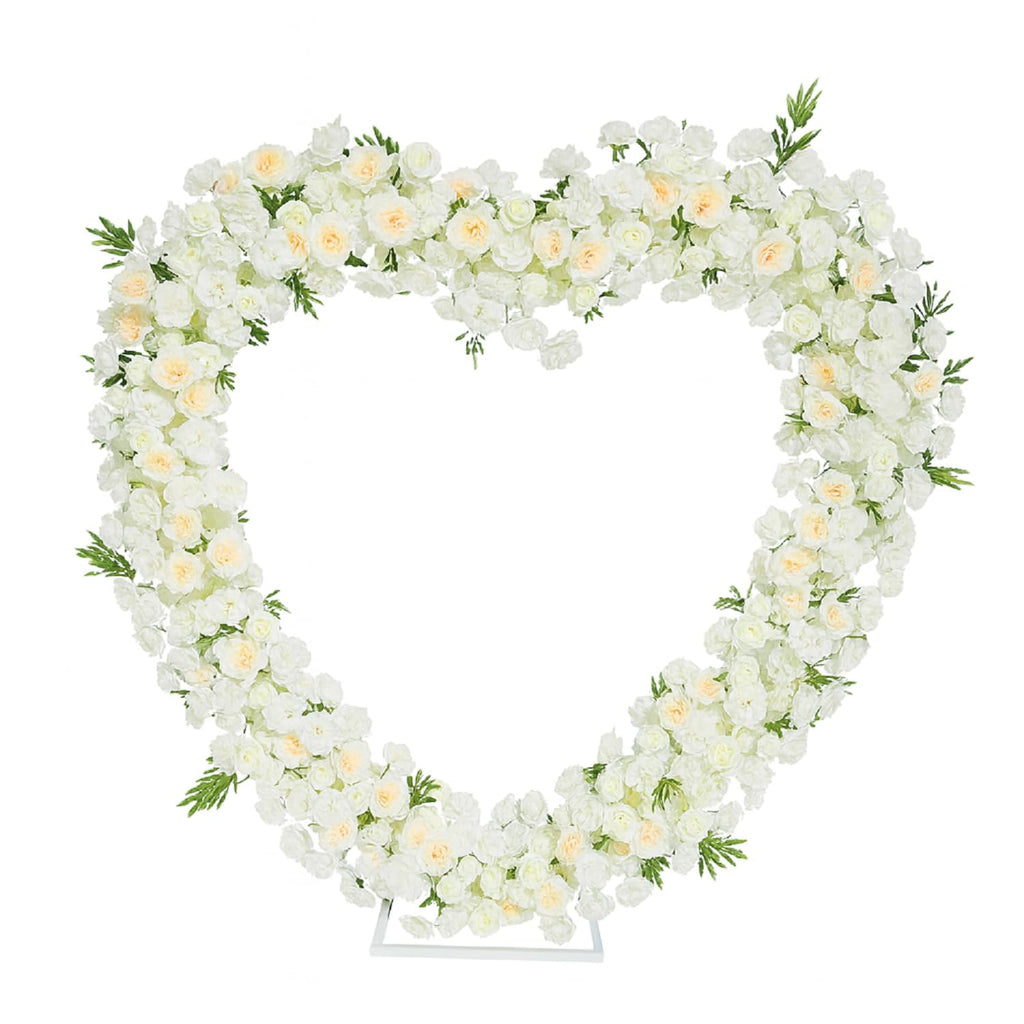 Heart-Shaped Floral Wedding Arch – Champagne White