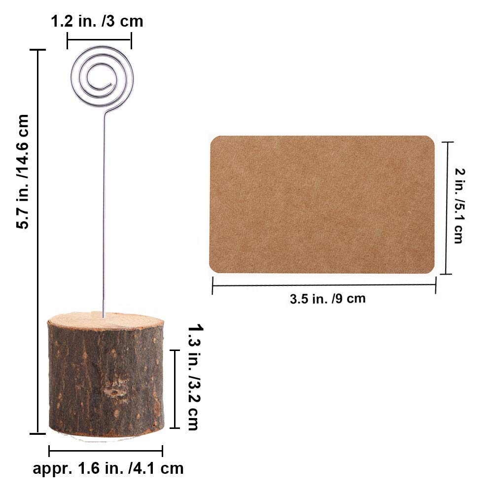 Rustic Wood Place Card Holders & Kraft Cards – 10 Sets