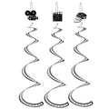 Party Central Club Pack of 36 Black and White Printed Filmstrip Hanging Whirls 30"