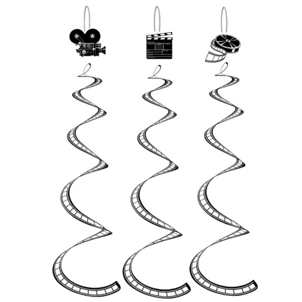 Party Central Club Pack of 36 Black and White Printed Filmstrip Hanging Whirls 30"
