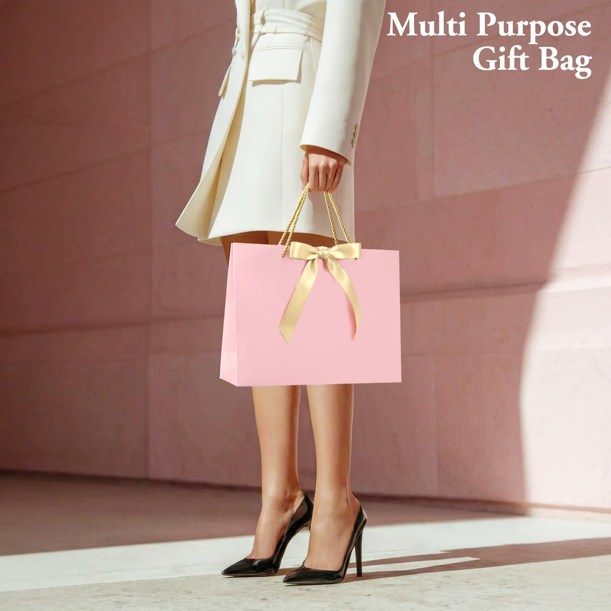 Pink Paper Gift Bags with Handles – 240 Pieces