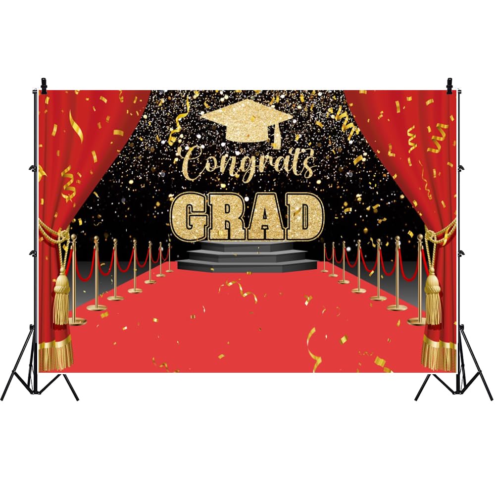 Red Carpet Graduation Backdrop – 20 × 10 ft