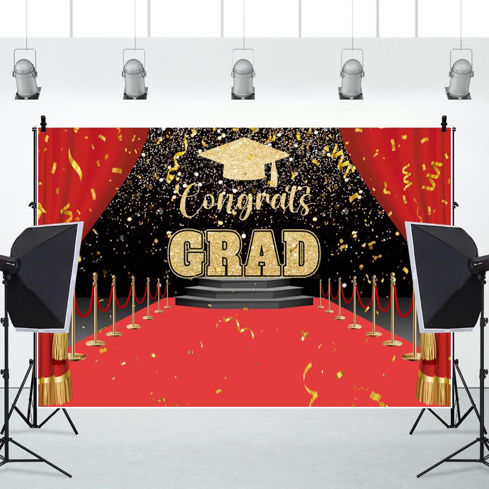 Red Carpet Graduation Backdrop – 20 × 10 ft