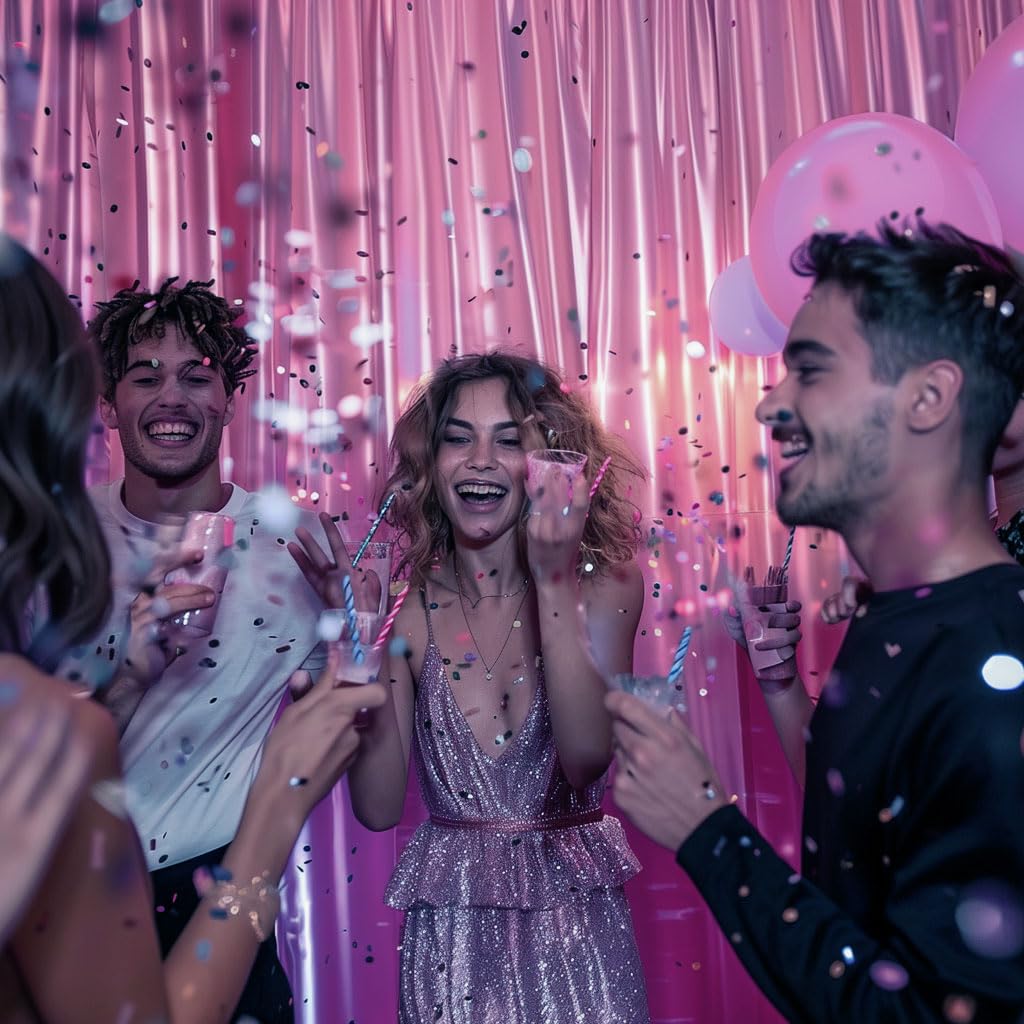 Pink Sparkly Party Backdrop Curtains – 20 × 12 ft