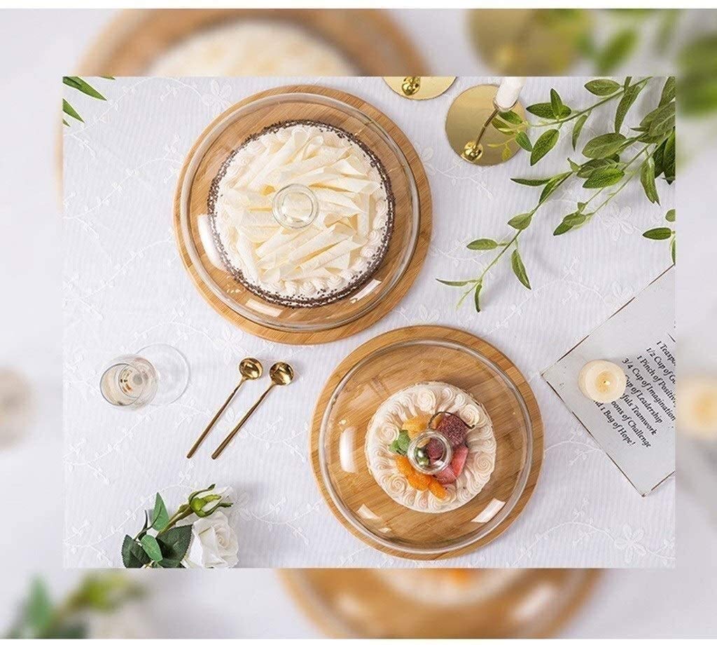 Wooden Cake Stand with Glass Dome – 29 × 29 × 15 cm