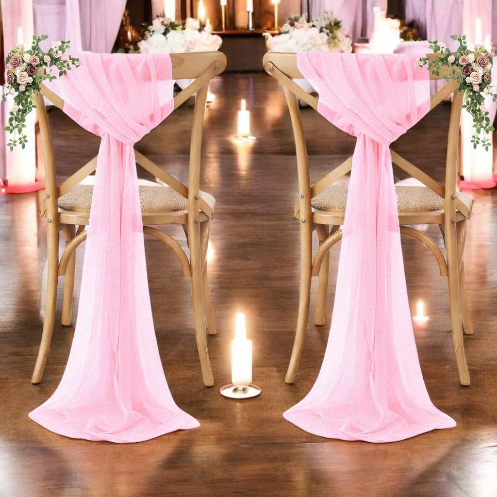 Bubblegum Pink Chiffon Chair Sashes – 200 Pieces