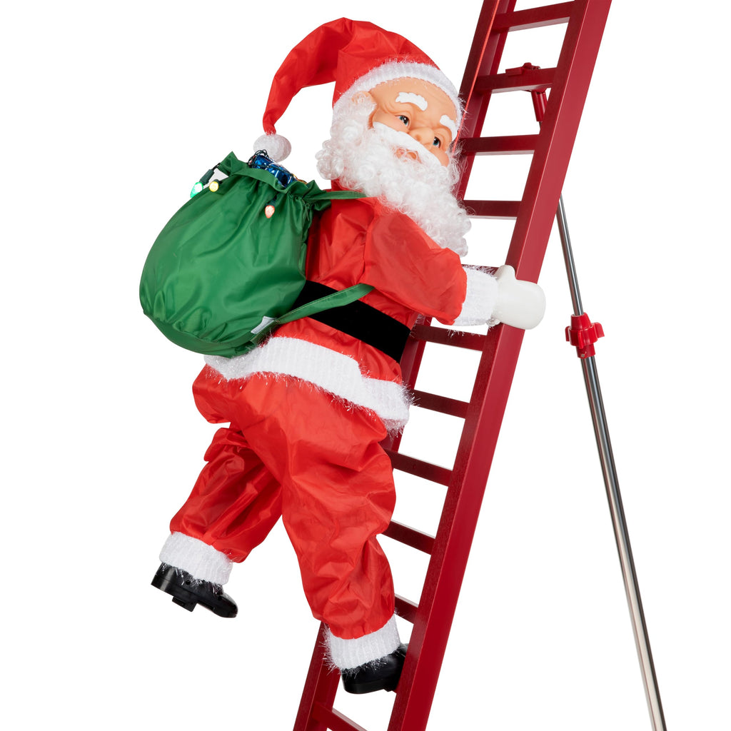 Musical Animated Climbing Santa with LED Lights – 10 ft