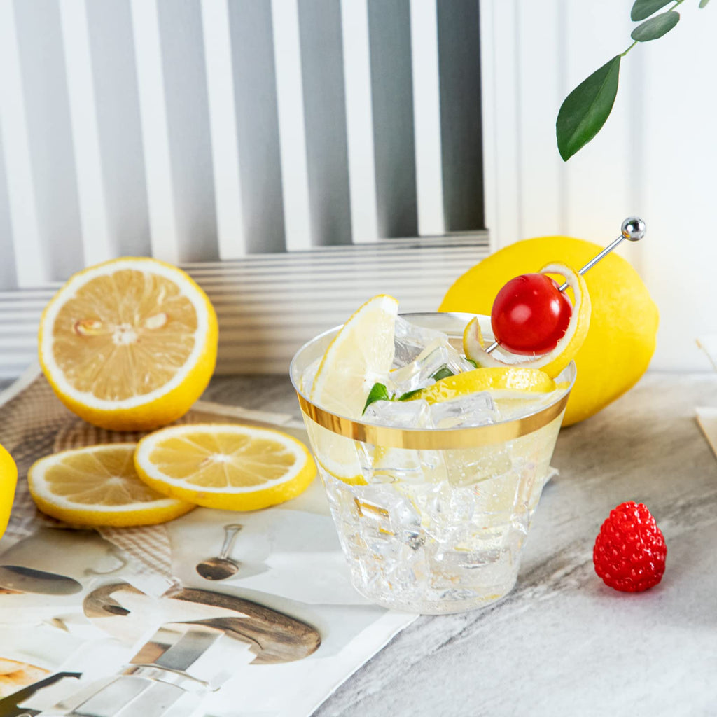 Gold Party Cups & Ribbed Martini Glasses – 312 Pieces
