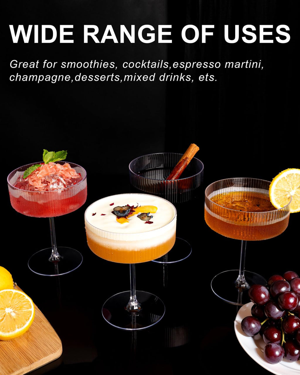 Gold Party Cups & Ribbed Martini Glasses – 312 Pieces