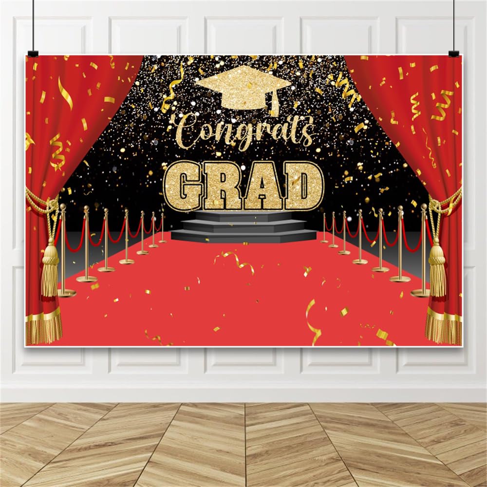 Red Carpet Graduation Backdrop – 20 × 10 ft