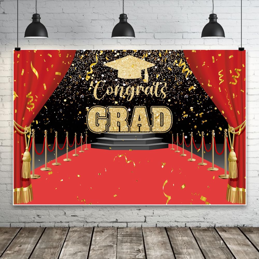 Red Carpet Graduation Backdrop – 20 × 10 ft