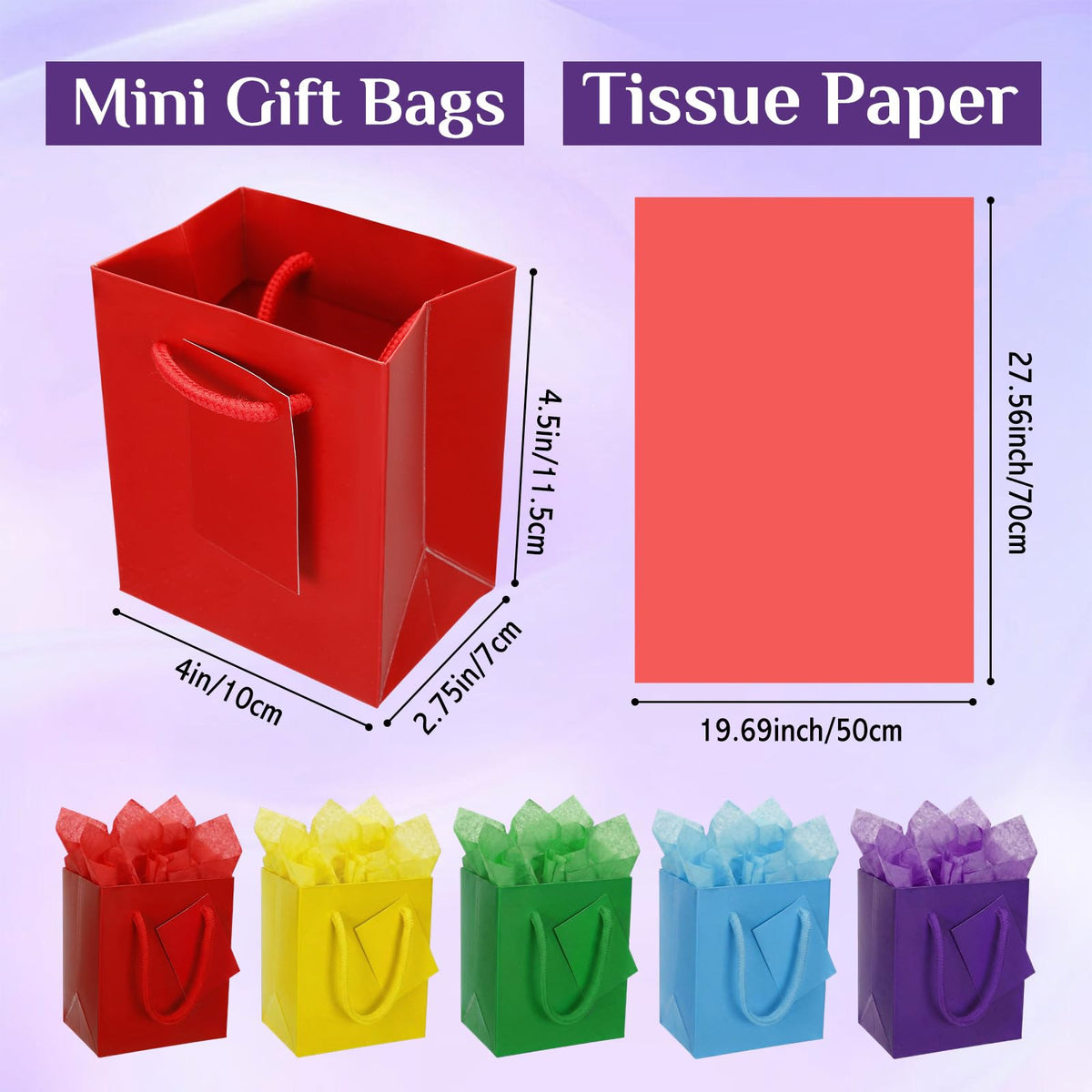 Colorful Mini Kraft Gift Bags – 200 Pieces
