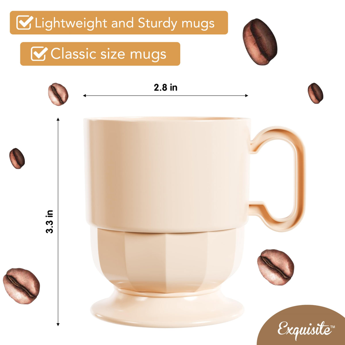 Exquisite Ivory 8 Oz Coffee Cups With Handles 80 Pack Disposable