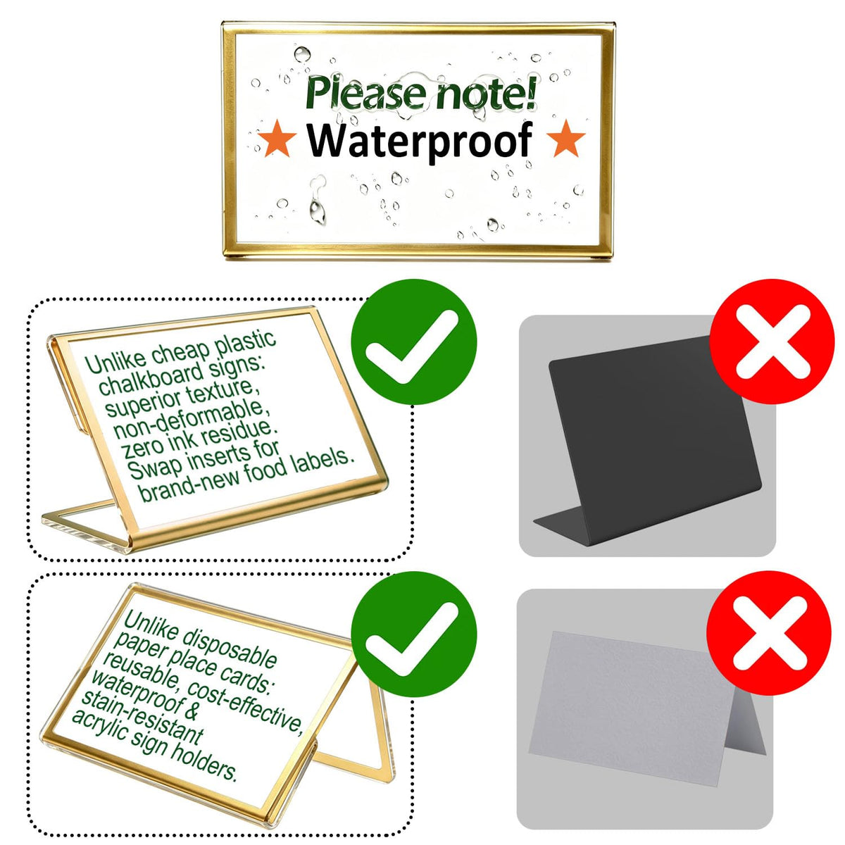 Acrylic Buffet Food Label Holders – 20 Pieces
