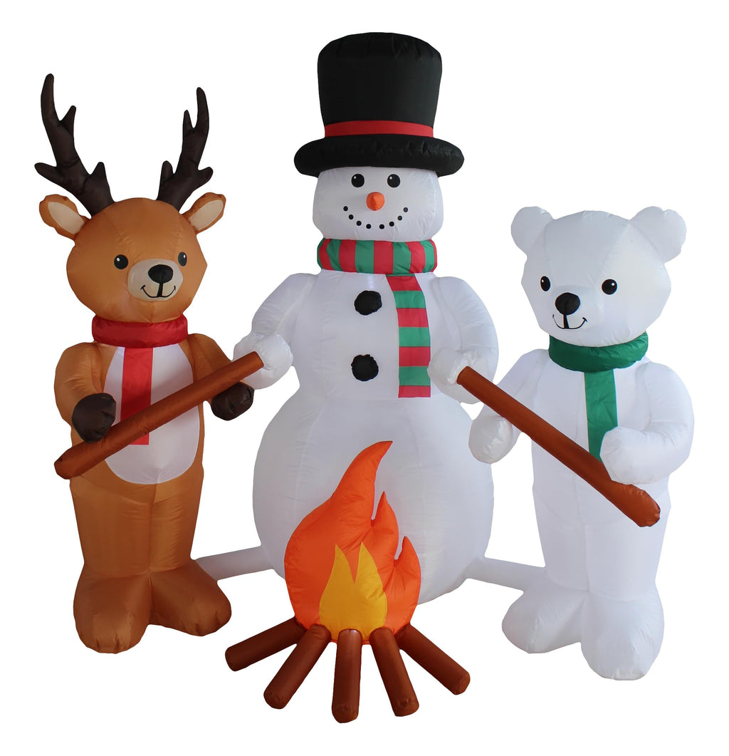 Christmas Inflatable Reindeer & Snowman Decoration Bundle