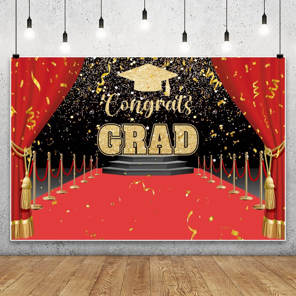 Red Carpet Graduation Backdrop – 20 × 10 ft
