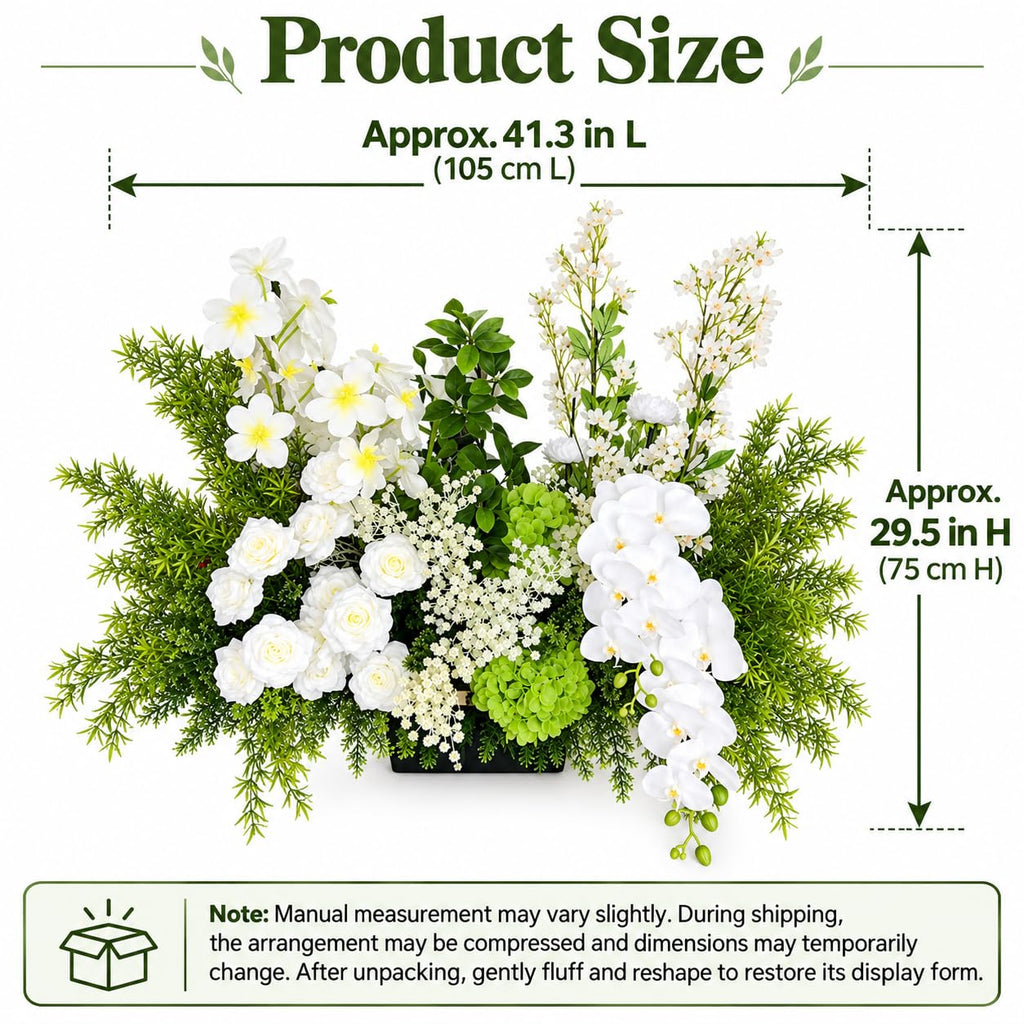 Artificial Floor Flower Arrangement, White & Green Wedding Event Decor
