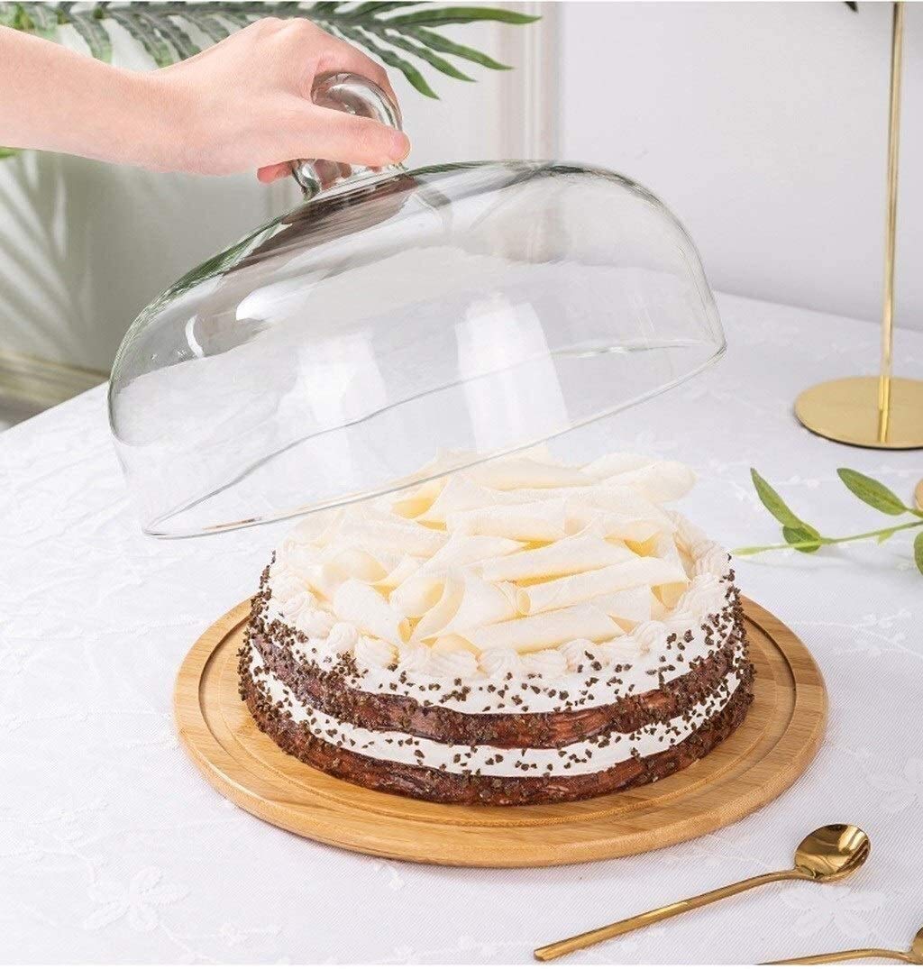 Wooden Cake Stand with Glass Dome – 29 × 29 × 15 cm