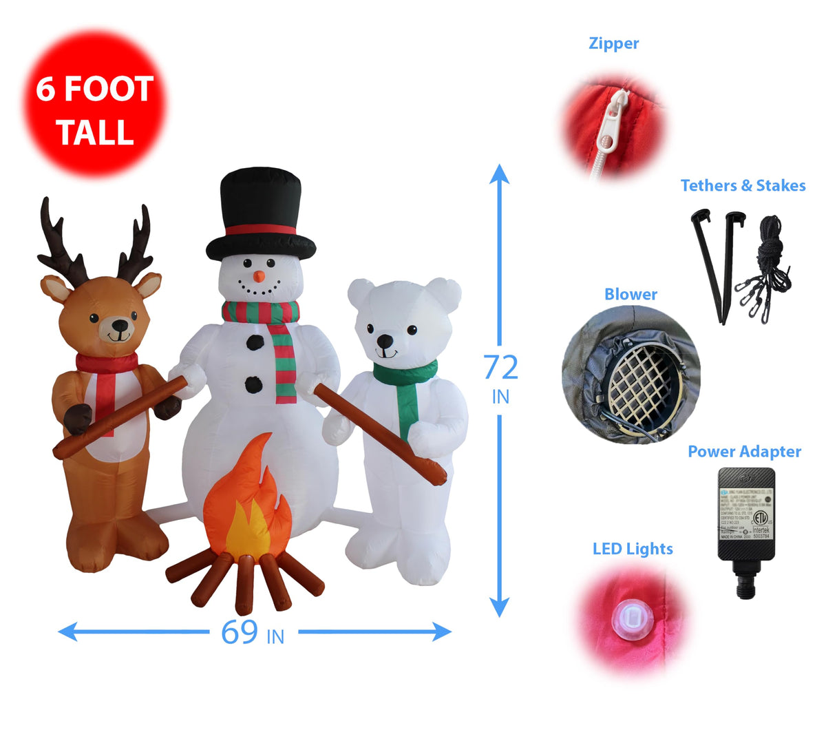 Christmas Inflatable Reindeer & Snowman Decoration Bundle