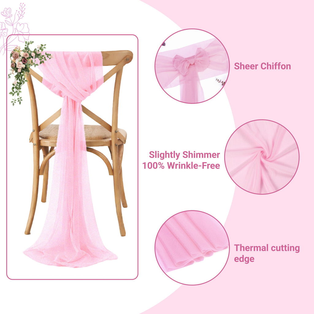 Bubblegum Pink Chiffon Chair Sashes – 200 Pieces