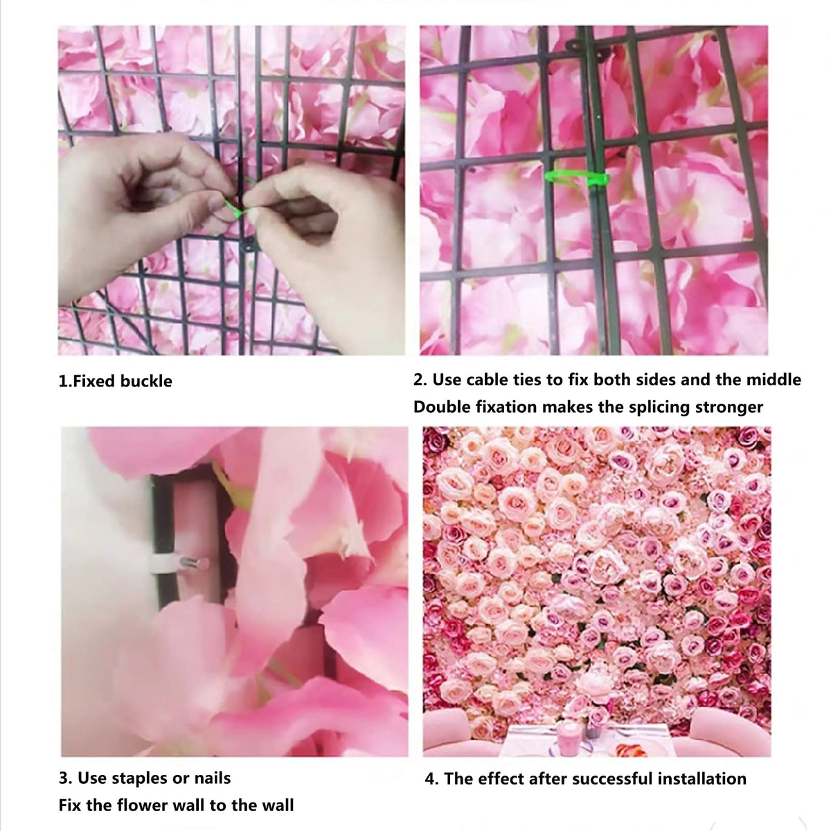 Light Pink Artificial Flower Wall Panel – 24" × 16"