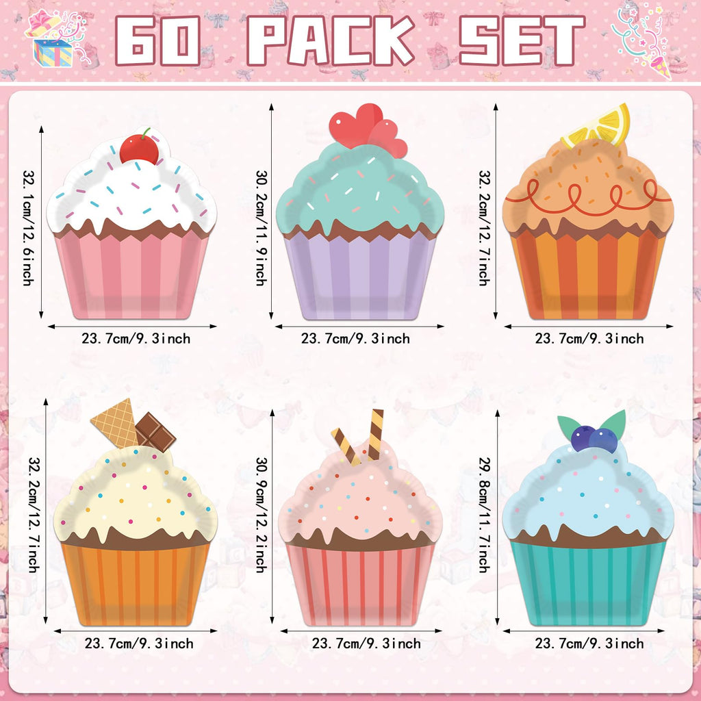 Cupcake-Shaped Dessert Plates – 60 Pieces