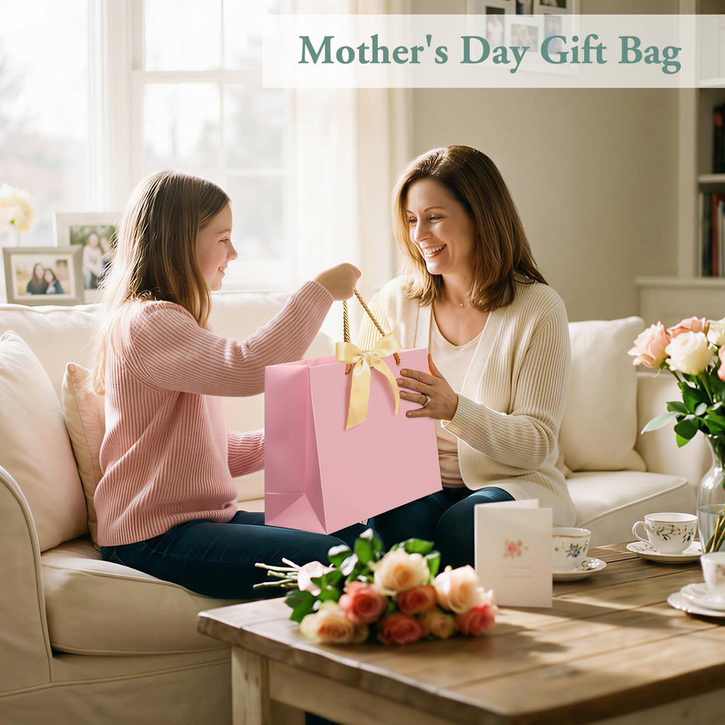 Pink Paper Gift Bags with Handles – 240 Pieces