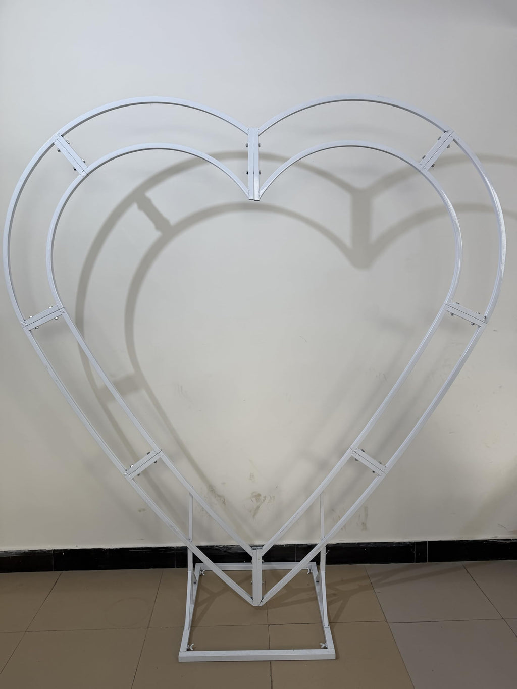 Pink Artificial Flower Decor with Fabric Heart-Shaped Backdrop