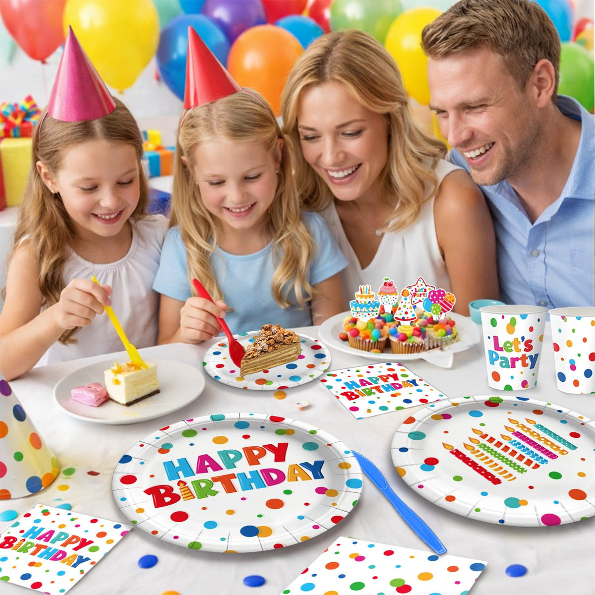 Colorful Birthday Party Supplies Set – 195 Pieces