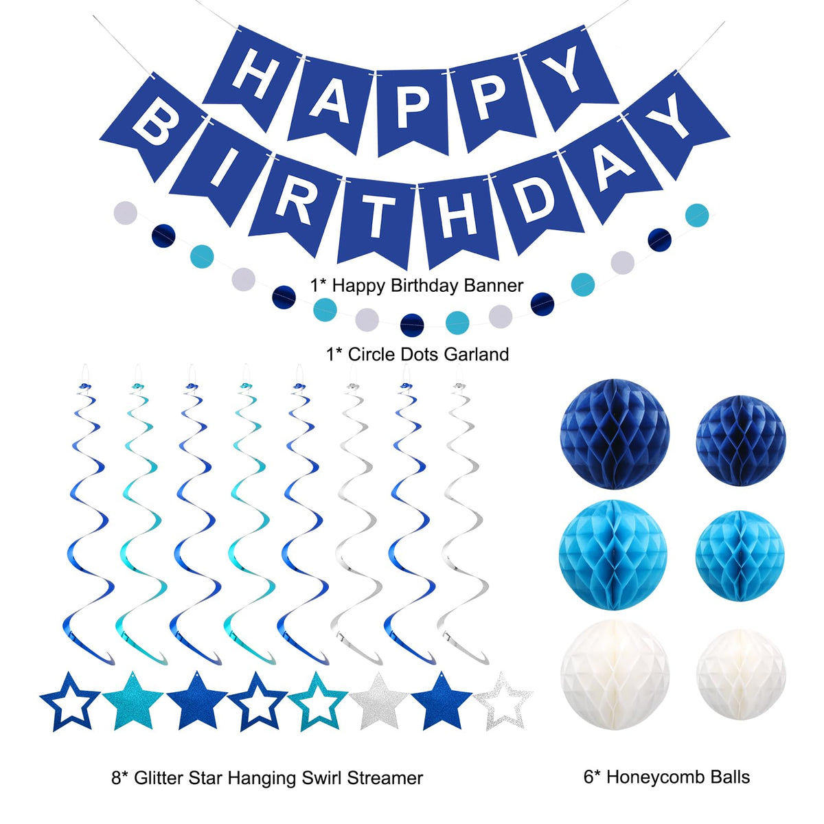 Happy Birthday Banner with Honeycomb Balls