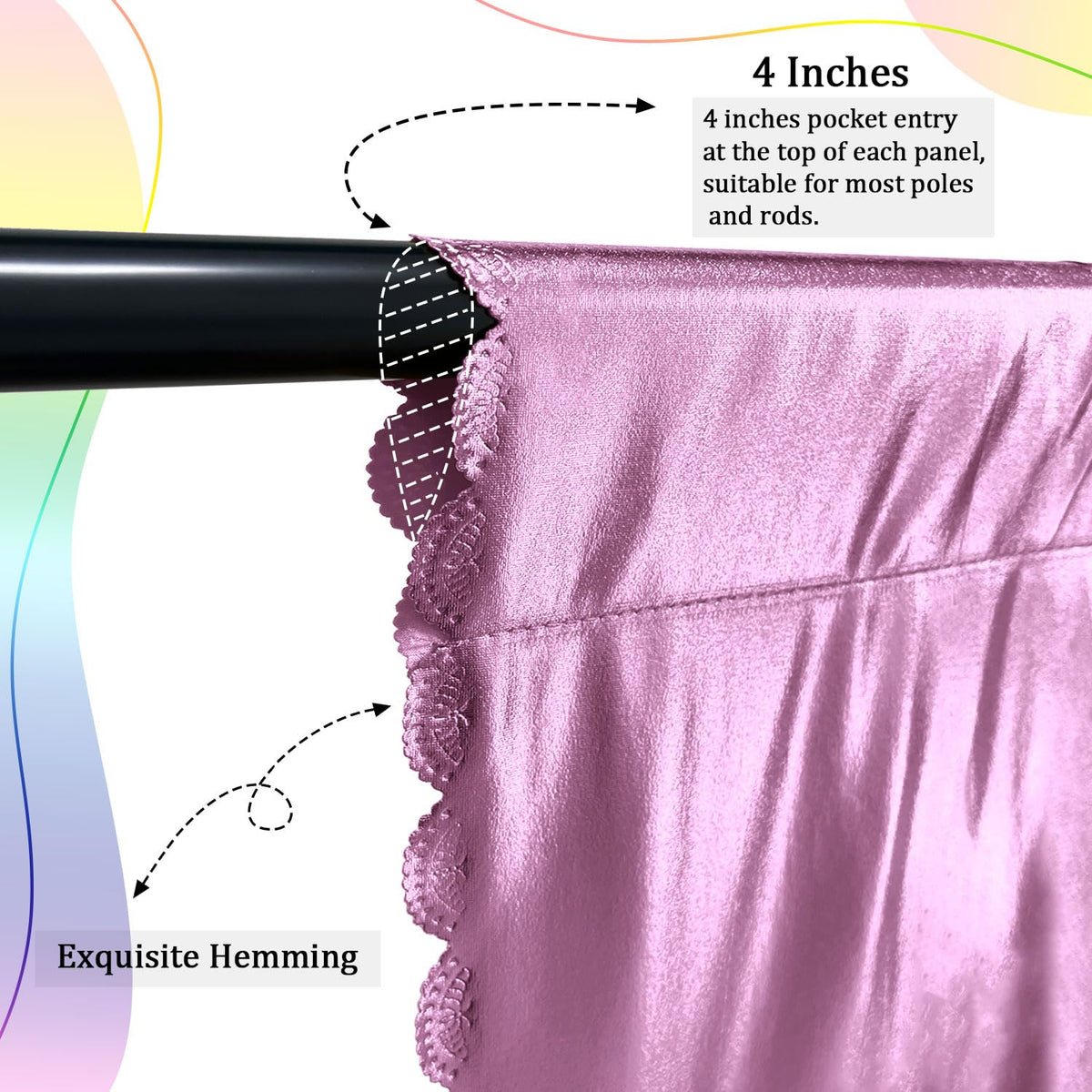 Pink Sparkly Party Backdrop Curtains – 20 × 12 ft