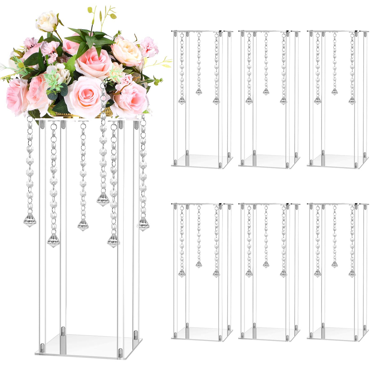 20" Acrylic Flower Stand with Hanging Crystals
